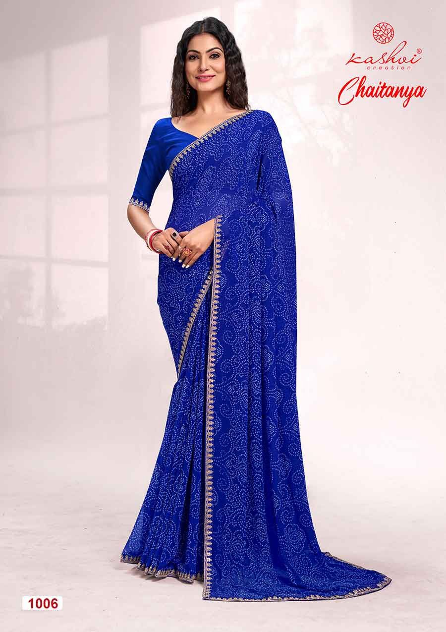 Chaitanya By Kashvi Bandhej Printed Georgette Sarees Wholesale Shop In Surat